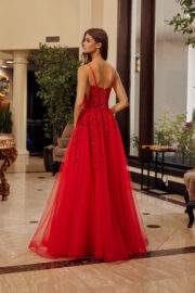 FIT AND FLARE LONG GOWN SCOOP NECKLINE THIN STRAPS - Image 2