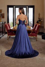 SHINY SATIN FIT AND FLARE SWEETHEART PLEADED ACROSS BUSTLINE - Image 12