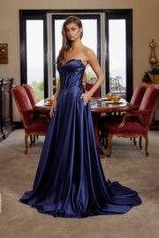 SHINY SATIN FIT AND FLARE SWEETHEART PLEADED ACROSS BUSTLINE - Image 11
