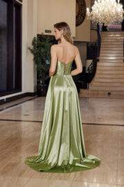 SHINY SATIN FIT AND FLARE SWEETHEART PLEADED ACROSS BUSTLINE - Image 8