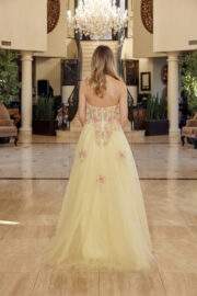 FIT AND FLARE LONG TULLE GOWN PLUNGING V NECKLINE - Image 6