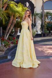 LONG BALL GOWN IN A JACQUARD MATERIAL WITH A SWEETHEART BUST - Image 8