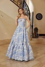 BALL GOWN DRESS JACQUARD MATERIAL WITH A SEMI-SWEETHEART BUST - Image 5