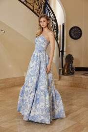 BALL GOWN DRESS JACQUARD MATERIAL WITH A SEMI-SWEETHEART BUST - Image 4