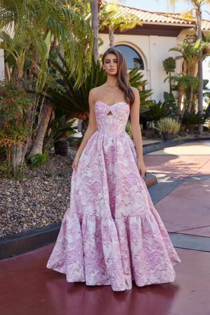 BALL GOWN DRESS JACQUARD MATERIAL WITH A SEMI-SWEETHEART BUST