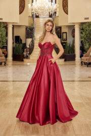 A LINE SHINY SATIN MATERIAL STRAPLESS SWEETHEART - Image 9