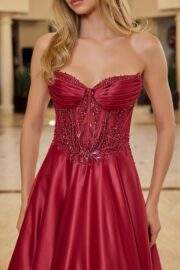 A LINE SHINY SATIN MATERIAL STRAPLESS SWEETHEART - Image 8