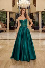 A LINE SHINY SATIN MATERIAL STRAPLESS SWEETHEART - Image 6
