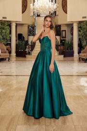 A LINE SHINY SATIN MATERIAL STRAPLESS SWEETHEART - Image 5