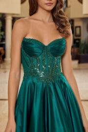 A LINE SHINY SATIN MATERIAL STRAPLESS SWEETHEART - Image 4