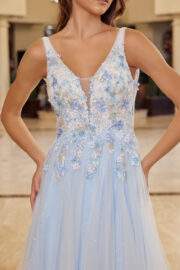 FULL FLOWER EMBROIDERED BODICE A LINE TULLE MATERIAL - Image 3