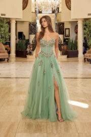 STRAPLESS TULLE BALL GOWN WITH FLORAL SEQUINED EMBROIDERY - Image 3