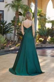 LONG SATIN ALINE DRESS WITH A SWEETHEART BEADED BUSTLINE - Image 2