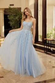 FIT AND FLARE LONG GOWN SCOOP NECKLINE THIN STRAPS - Image 10