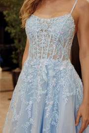 FIT AND FLARE LONG GOWN SCOOP NECKLINE THIN STRAPS - Image 8