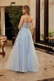 FIT AND FLARE LONG GOWN SCOOP NECKLINE THIN STRAPS - Image 6
