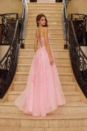 FIT AND FLARE LONG GOWN V NECKLINE DOUBLE SPAGHETTI STRAPS - Image 2
