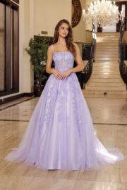 BALL GOWN with A STRAIGHT ACROSS BUSTLINE SPAGHETTI STRAPS - Image 3