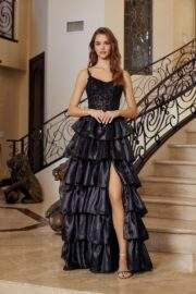 SHINY ORGANZA SCOOP BUSTLINE FULLY SEQUINED BODICE - Image 3