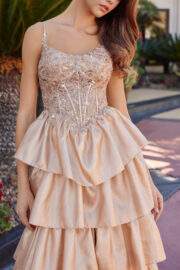 SHINY ORGANZA SCOOP BUSTLINE FULLY SEQUINED BODICE - Image 5