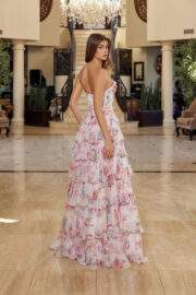 FLORAL PRINT LONG A LINE GOWN STRAPLESS SWEETHEART BUSTLINE - Image 7