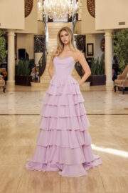 MULTILAYERED LONG BALL GOWN SEQUINED BUSTLINE - Image 7