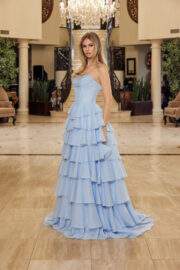 MULTILAYERED LONG BALL GOWN SEQUINED BUSTLINE - Image 4