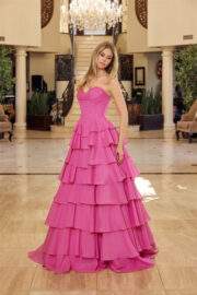 MULTILAYERED LONG BALL GOWN SEQUINED BUSTLINE - Image 6