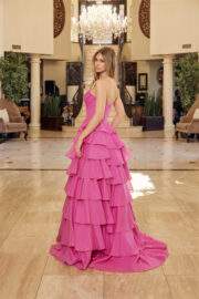 MULTILAYERED LONG BALL GOWN SEQUINED BUSTLINE - Image 5