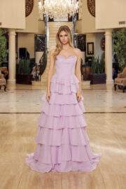 MULTILAYERED LONG BALL GOWN SEQUINED BUSTLINE - Image 8