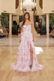 STRAPLESS RUFFLE A LINE GOWN WITH BEADED SWEETHEART NECKLINE - Image 3