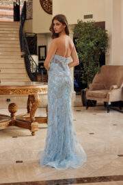 PEAKED NECKLINE WOVEN ALL OVER BEADED EMBELLISHMENTS FITTED - Image 5