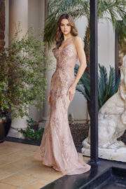 SCOOP NECKLINE BONED BODICE FULLY BEADED WOVEN EMBELLISHMENT - Image 3