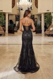 FITTED BEADED TULLE STRAPLESS KEYHOLE BODICE LACE UP CLOSURE - Image 8