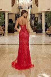 FITTED BEADED TULLE STRAPLESS KEYHOLE BODICE LACE UP CLOSURE - Image 5