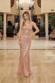 FITTED BEADED TULLE STRAPLESS KEYHOLE BODICE LACE UP CLOSURE - Image 4