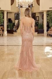 FITTED BEADED TULLE STRAPLESS KEYHOLE BODICE LACE UP CLOSURE - Image 2
