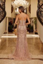 PEAKED NECKLINE BEADED TULLE LACE UP CLOSURE SPAGHETTI STRAP - Image 5
