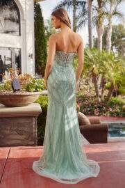FULLY BEADED FITTED TULLE DRESS WOVEN SEQUINS AND V NECKLINE - Image 6
