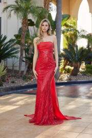 STRAPLESS GOWN FEATURING A RUCHED ACROSS TAFFETA BUSTLINE - Image 8