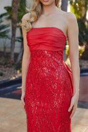 STRAPLESS GOWN FEATURING A RUCHED ACROSS TAFFETA BUSTLINE - Image 6