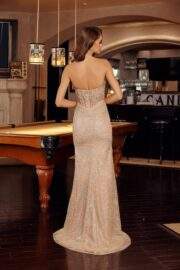 STRAPLESS TULLE MATERIAL FULL SEQUIN DRESS SCOOP BUSTLINE - Image 4