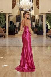 V NECKLINE SPAGHETTI STRAPS WITH BONED WAISTLINE HIGH SLIT - Image 7