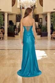 STRAPLESS SHINY STRETCH SATIN WEETHEART PLEATED BUSTLINE - Image 13
