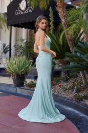 FITTED HALTER NECKLINE THIGH HIGH SLIT - Image 6