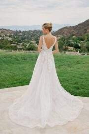 A LINE TULLE GOWN SEQUINED LACE ZIPPER BACK CHAPEL TRAIN - Image 3