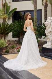 A LINE TULLE GOWN ILLUSION SIDE PANELS APPLIQUE STRAPS - Image 3