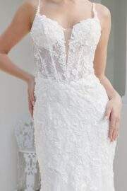 MERMAID TULLE GOWN LACE SEQUINED APPLIQUE ILLUSION BODICE - Image 3