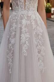 LACE A LINE GOWN APPLIQUE CHAPEL TRAIN V SWEETHEART NECKLINE - Image 3