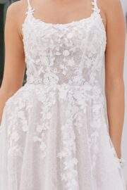 SCOOP NECKLINE AND BACK LACE A LINE CATHEDRAL TRAIN - Image 3